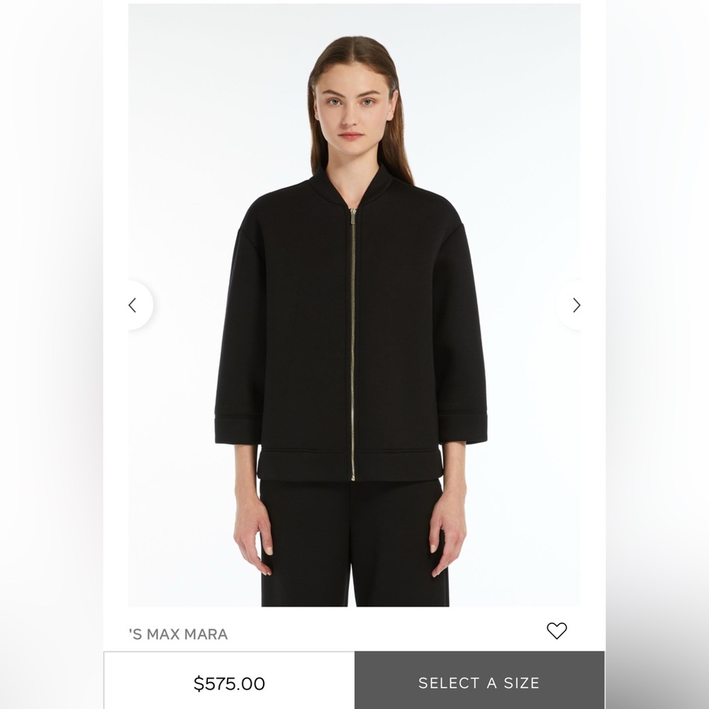 S Max Mara Zip Bomber Jacket Black - Size Large - Picture 1 of 6